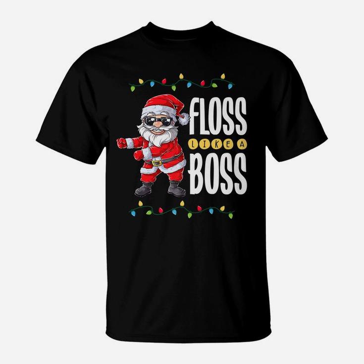 Santa Floss Like A Boss Christmas Boys Kids Xmas Flossing T-Shirt