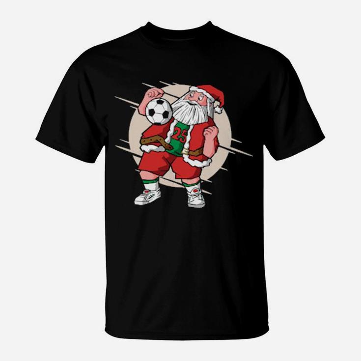 Santa Playing Football T-Shirt