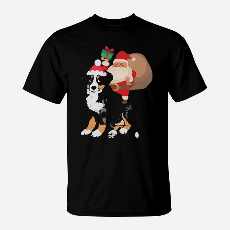 Santa Riding Bernese Mountain Dog T-Shirt