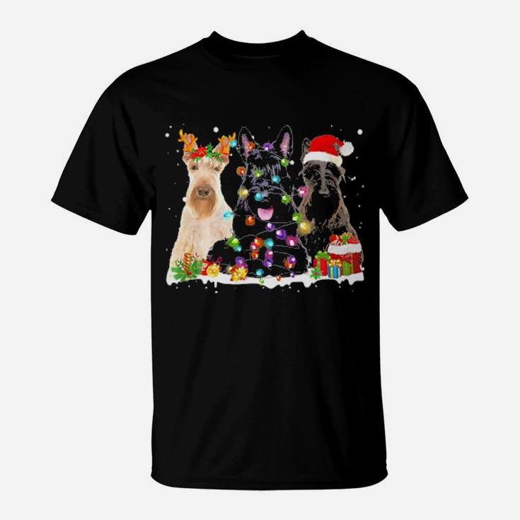 Santa Scottish Terrier Dog Gorgeous Reindeer T-Shirt