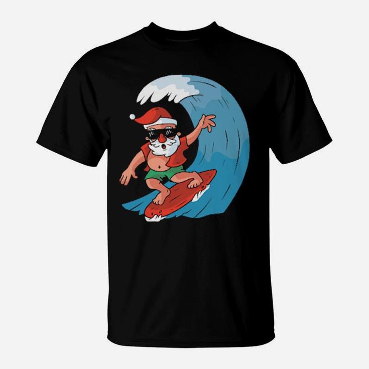 Santa Surfing Art T-Shirt