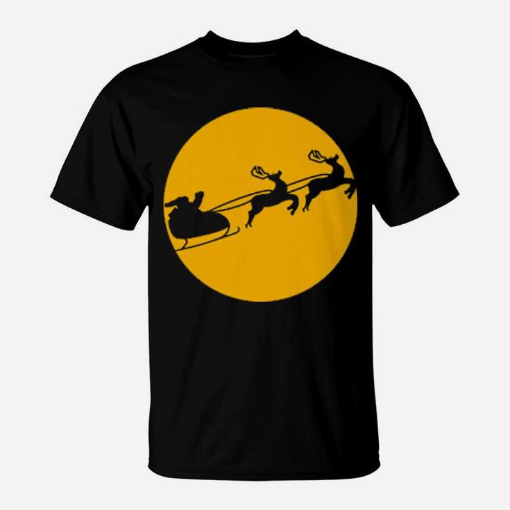 Santa With Sleigh And Reindeers T-Shirt