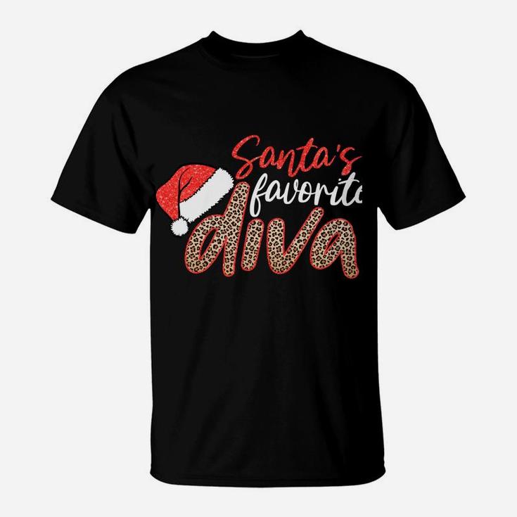 Santa's Favorite Diva Leopard Christmas Merry Xmas Gift Sweatshirt T-Shirt