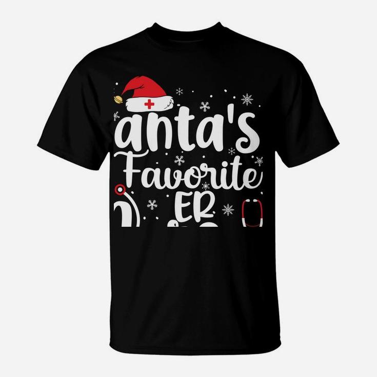 Santa's Favorite Er Nurse Merry Christmas Cute Nurse Gifts Sweatshirt T-Shirt