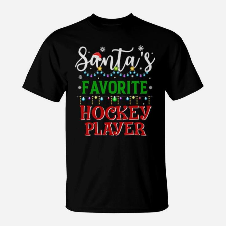 Santa's Favorite Hockey Player Matching Family Xmas T-Shirt