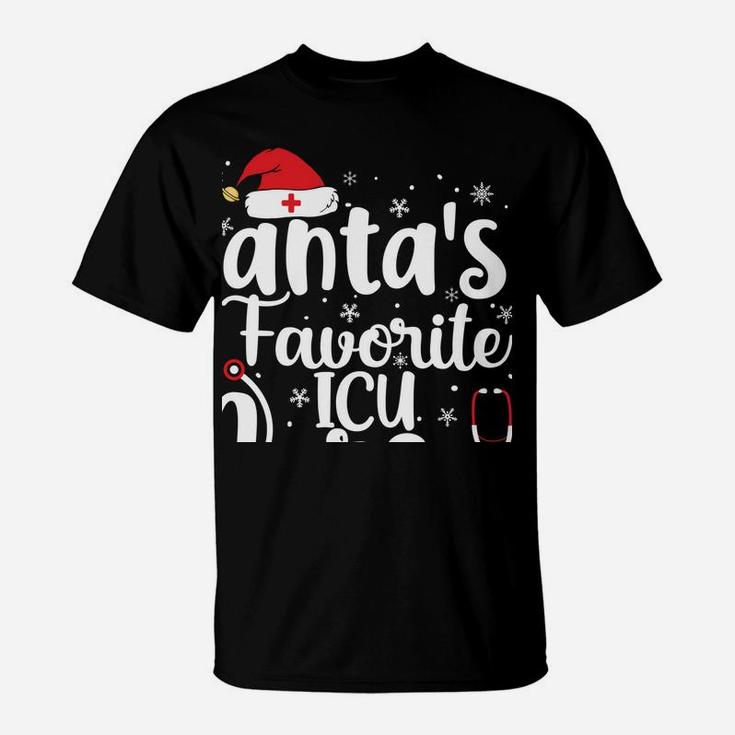Santa's Favorite Icu Nurse Merry Christmas Cute Nurse Gifts Sweatshirt T-Shirt