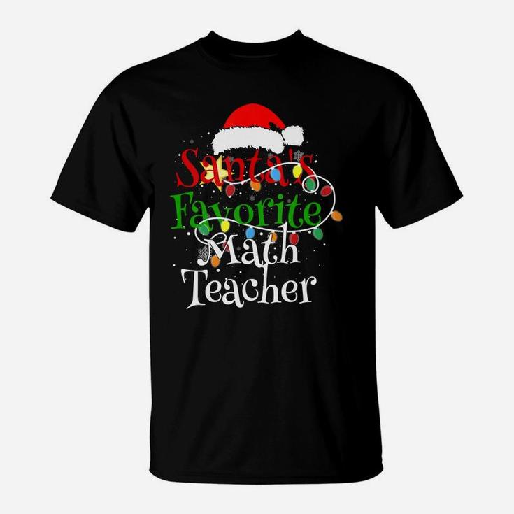 Santa's Favorite Math Teacher Christmas Santa Hat Lights T-Shirt