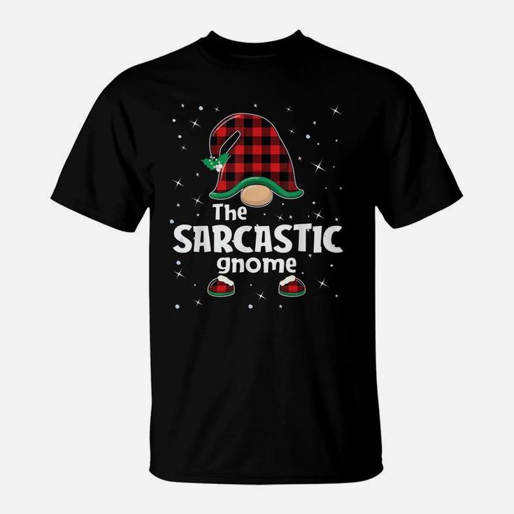 Sarcastic Gnome Buffalo Plaid Matching Christmas Gift Pajama T-Shirt