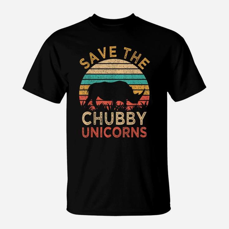 Save The Chubby Unicorns Vintage Funny Rhino Animal Rights T-Shirt