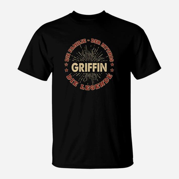 Schwarzes Griffin - Legend T-Shirt in Vintage-Optik, Mythologie-Motiv