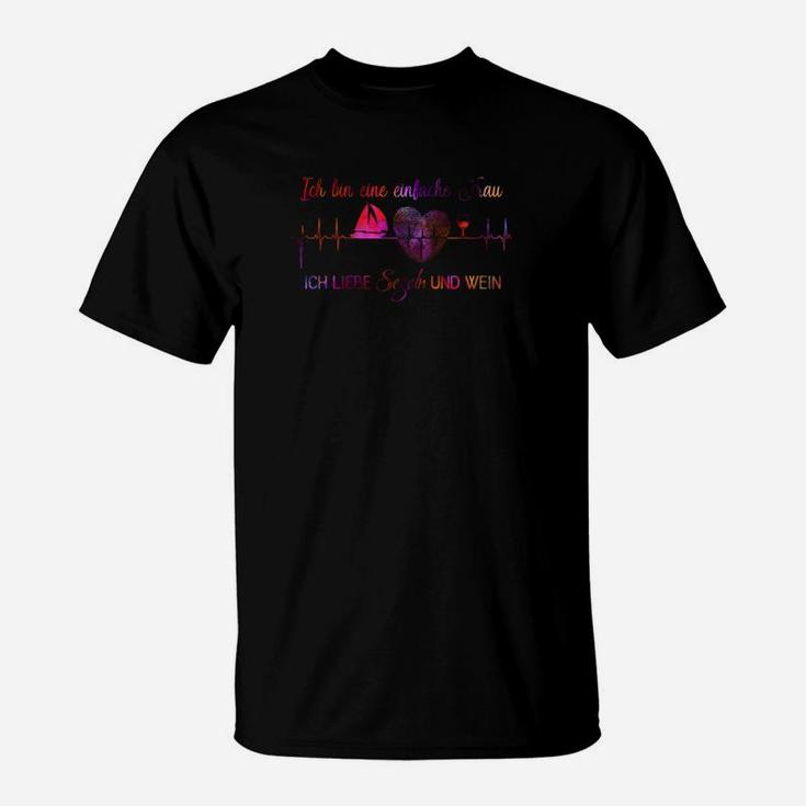 Schwarzes T-Shirt Herzfrequenz, Motiv Design Tee für Musikliebhaber