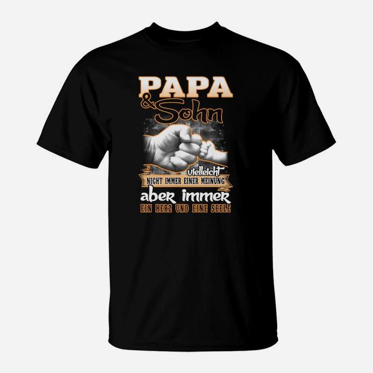 Schwarzes T-Shirt Papa & Sohn Faust-Motiv, Beziehung Vater Kind