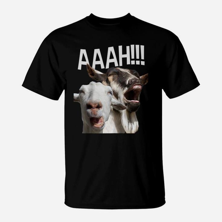 Screaming Goats Aaah Funny Crazy Goat Lover Print Raglan Baseball Tee T-Shirt