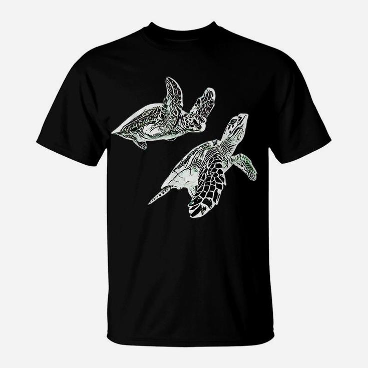 Sea Turtle Sea Animals Motif Ocean Turtles Colorful Design T-Shirt