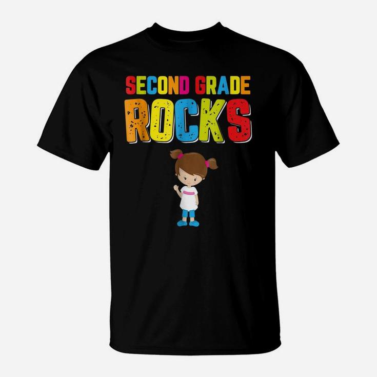 Second Grade Rocks Back To School Shirt Student Teacher Girl T-Shirt