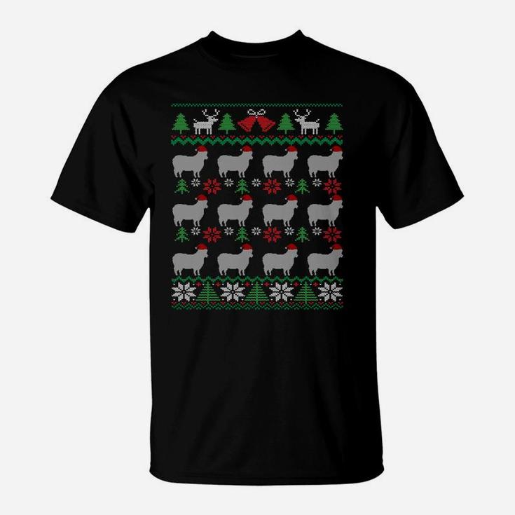 Sheep Wearing Santa Claus Hat Funny Farmer Ugly Christmas Sweatshirt T-Shirt