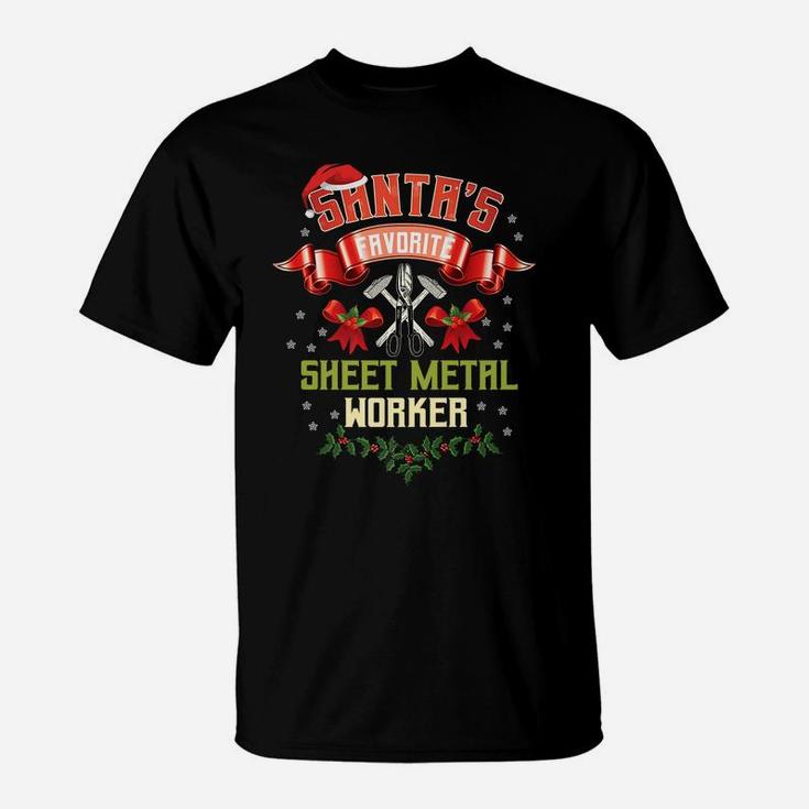 Sheet Metal Worker Gifts Christmas Santa's Favorite Xmas T-Shirt
