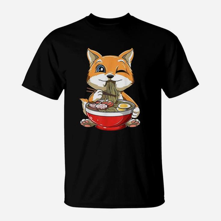 Shiba Inu Dog Eating Ramen Noodles Kawaii Japanese Dog T-Shirt