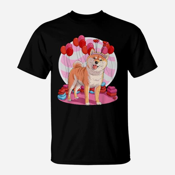Shiba Inu Dog Heart Valentine Day Decor T-Shirt