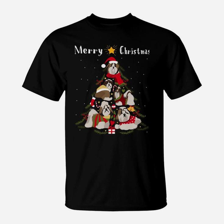 Shih Tzu Christmas Tree Xmas Dog Lover Sweatshirt T-Shirt