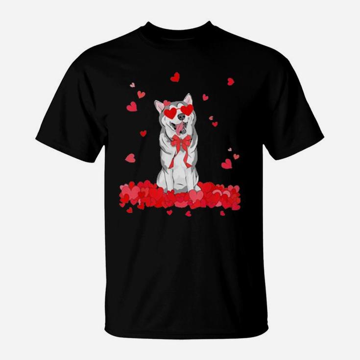 Siberian Husky Dog Valentines Day T-Shirt