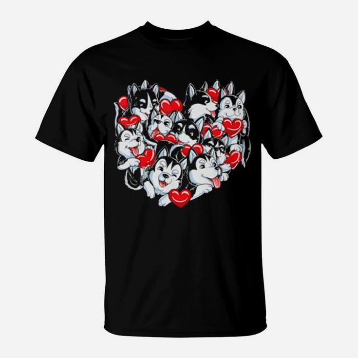 Siberian Husky Valentines Day Dog Lover Heart Boys T-Shirt