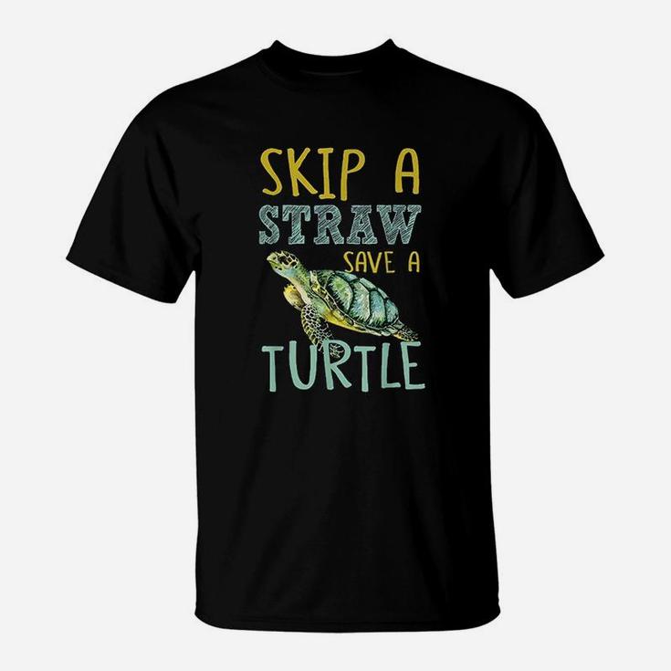 Skip A Straw Save A Turtle Beautiful For Sea Animals T-Shirt