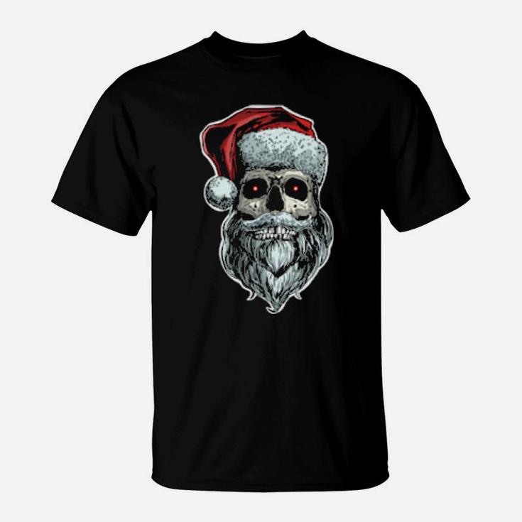 Skull Santa With Beard Skeleton Santa With Beard T-Shirt