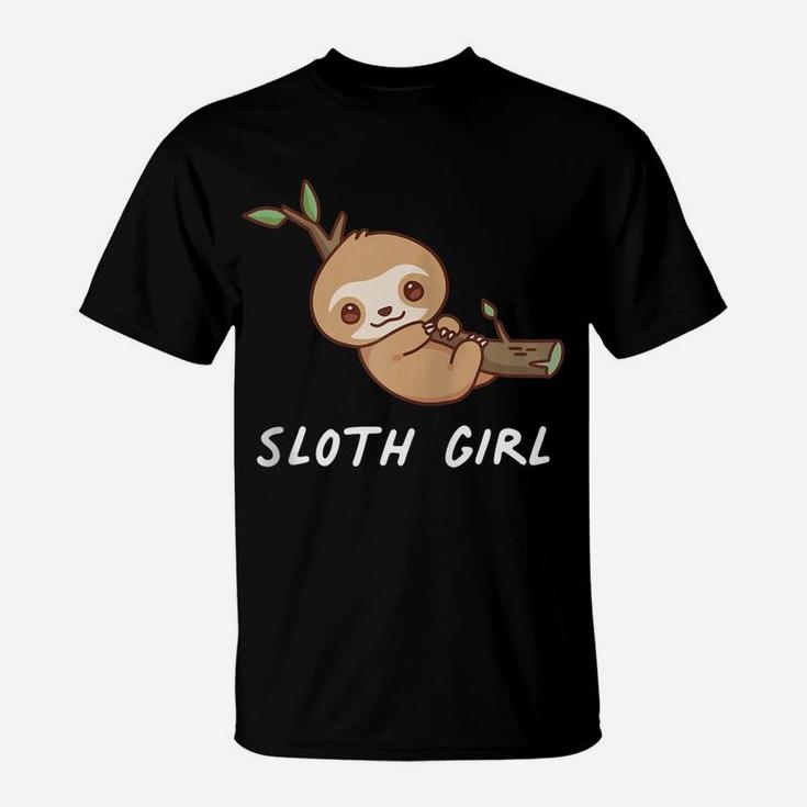 Sloth Girl Cute Animal Kawaii Lover Aesthetic Family Zip Hoodie T-Shirt