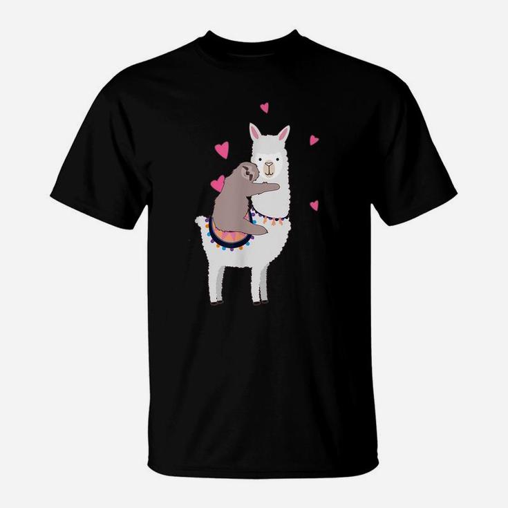 Sloth Riding Llama Best Friends Alpaca Animal Lover Gift T-Shirt