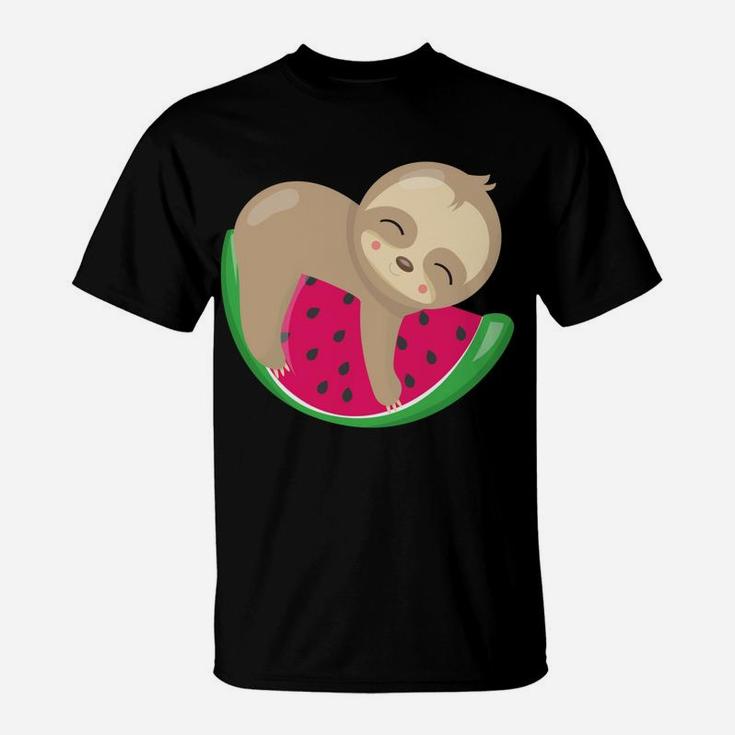Sloth Watermelon Fruit Funny Animal Gift T-Shirt