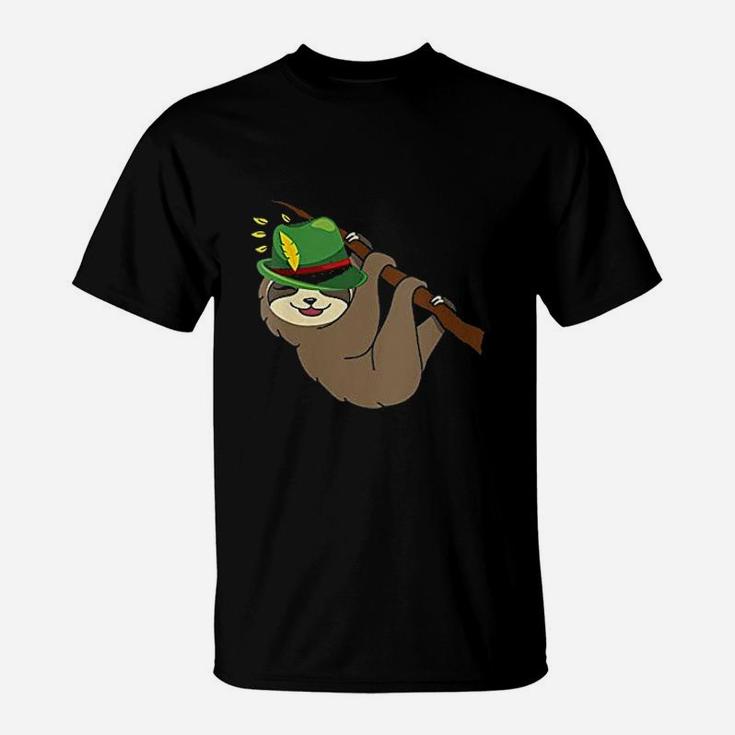 Sloth With Bavarian Alpine Hat Oktoberfest German T-Shirt