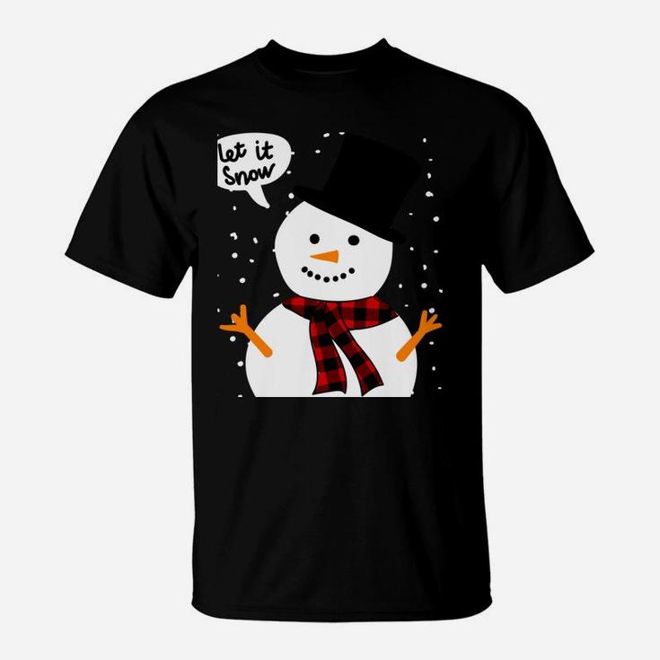 Snow Snowman Buffalo Plaid Xmas Scarf Christmas Sweatshirt T-Shirt