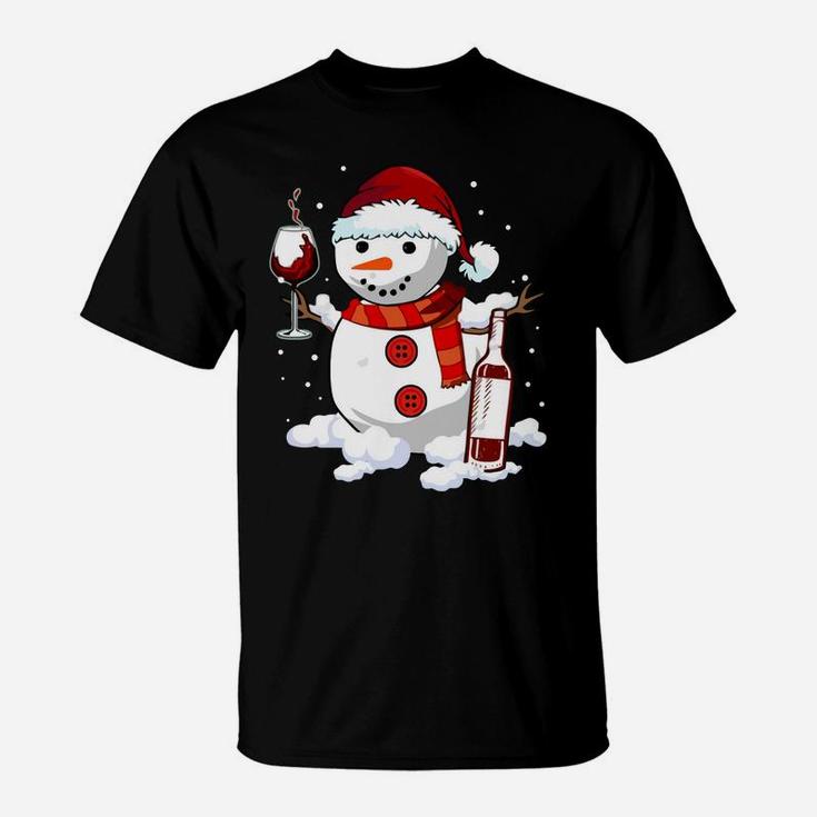 Snowman Wine Christmas 2019 Gift - Drinking Xmas Wine Lovers Sweatshirt T-Shirt