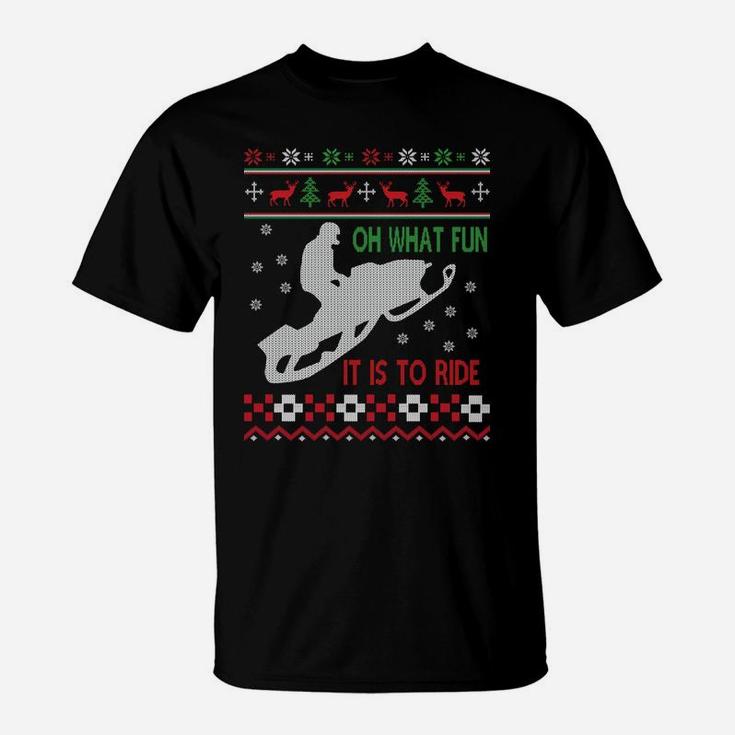 Snowmobile Christmas Sweatshirt Fun Santa Xmas Gift T-Shirt