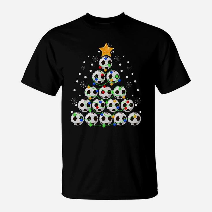 Soccer Balls Christmas Tree Funny Soccer Lovers Xmas Gift Sweatshirt T-Shirt