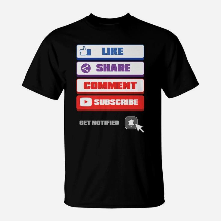 Social Media Like Share Comment Subscribe Vlogger T-Shirt