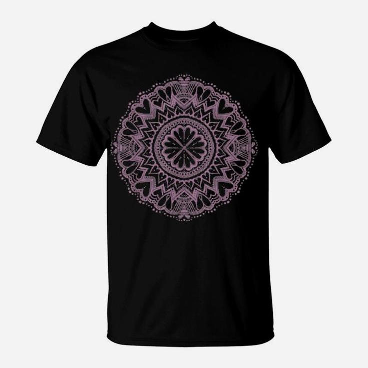 Soft Valentines Day Hearts Pastel Mandala Art Nature Yoga T-Shirt