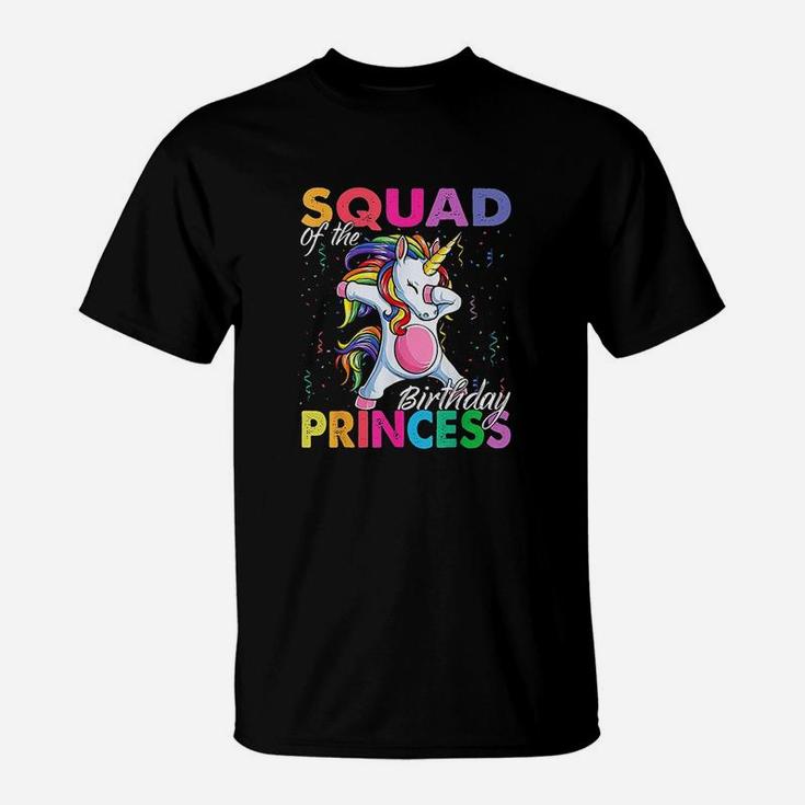 Squad Of The Birthday Princess Girl Dabbing Unicorn Theme T-Shirt