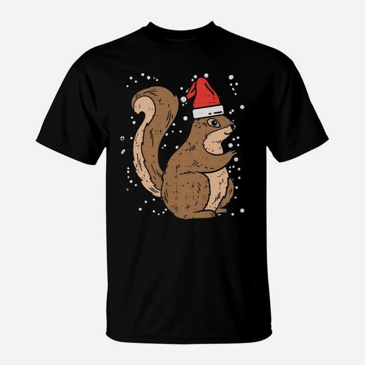 Squirrel Santa Hat Christmas Xmas Pajama Animal Lover Gift Sweatshirt T-Shirt