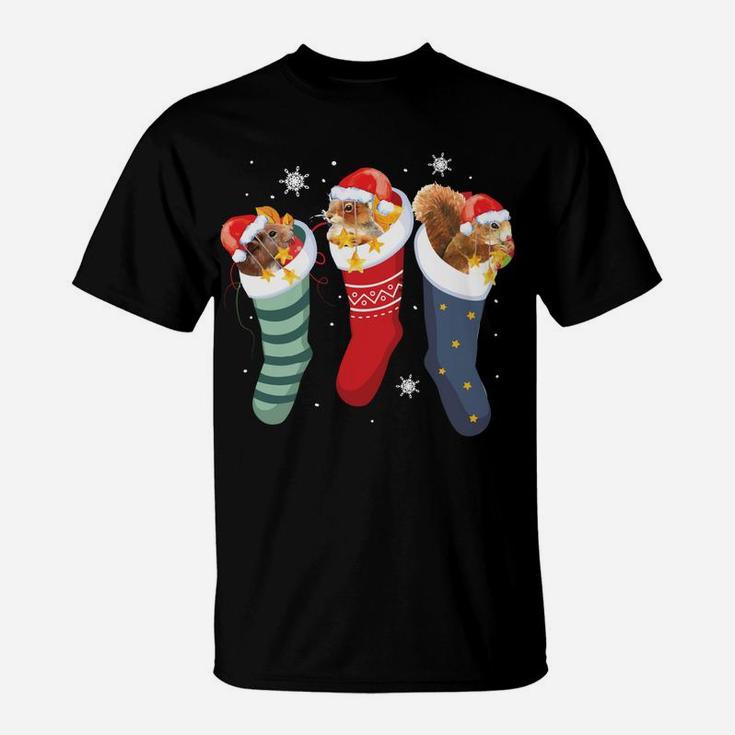 Squirrel Socks Funny Cute Pet Christmas Xmas Sweatshirt T-Shirt