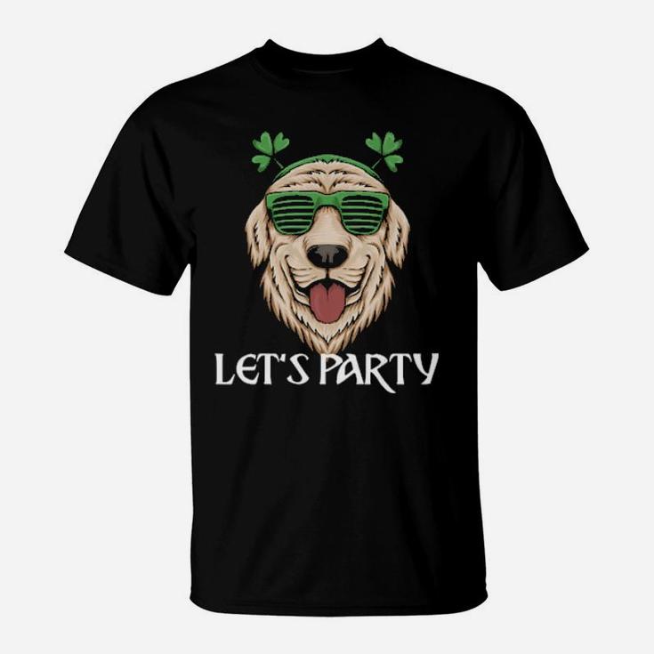 St Patricks Day Dog Irish Golden Retriever Sunglasses T-Shirt