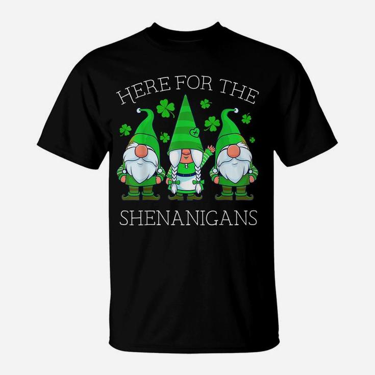 St Patricks Day Gnome Shamrock Here For The Shenanigans Gift T-Shirt