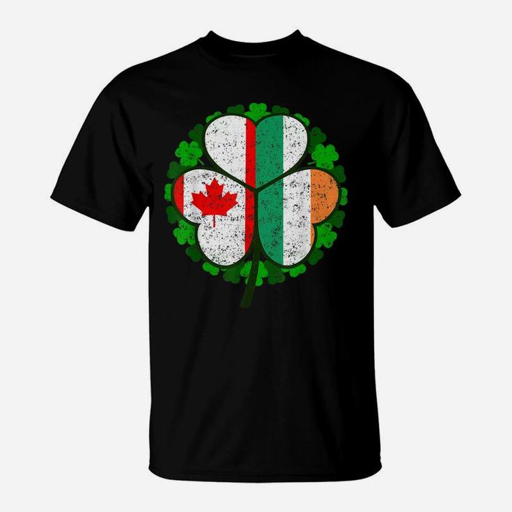 St Patricks Day Irish Canadian Shamrock T Shirt Green Clover T-Shirt