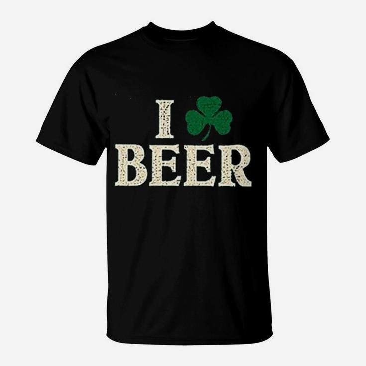 St Patricks Day Irish Clover I Love Beer T-Shirt