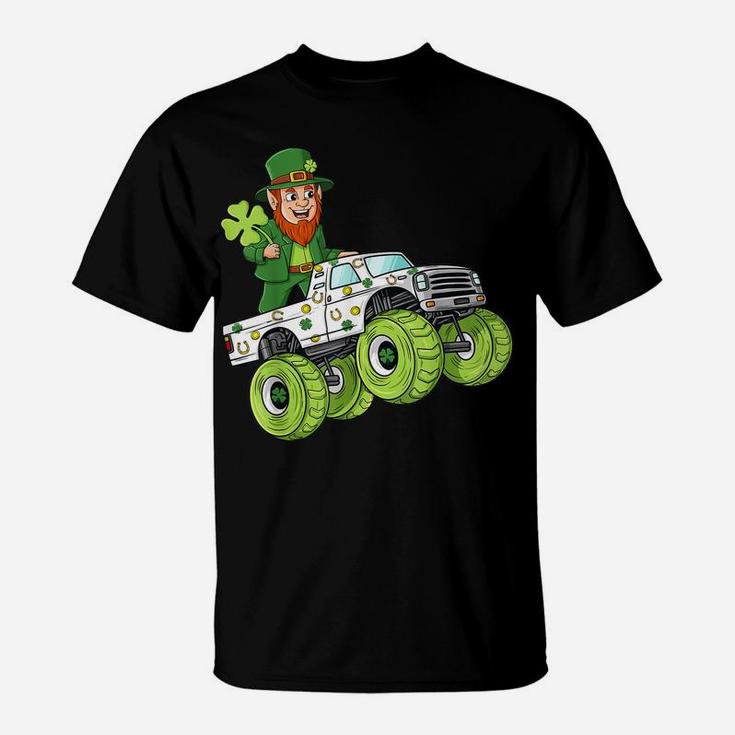 St Patricks Day Leprechaun Monster Truck Lucky Boys Kids T-Shirt
