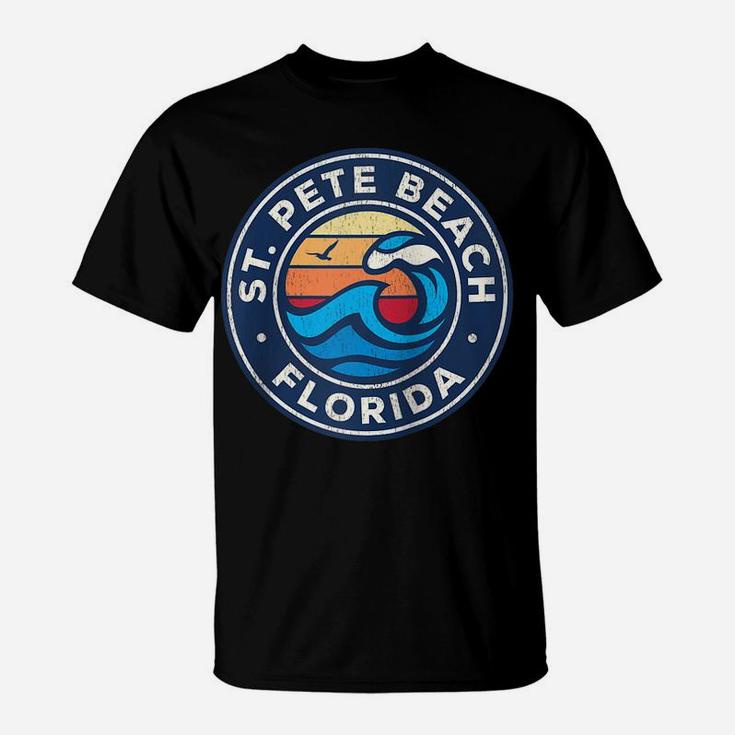 St Pete Beach Florida Fl Vintage Nautical Waves Design Raglan Baseball Tee T-Shirt