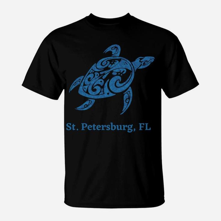 St Petersburg, Florida Blue Tribal Save The Sea Turtle T-Shirt