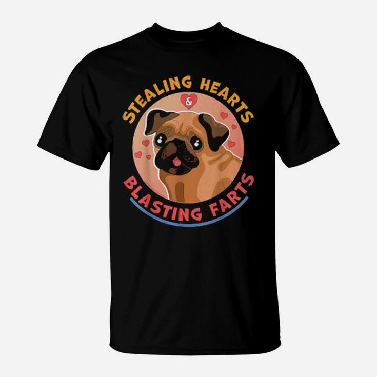 Stealing Hearts And Blasting Farts Dog Pug Valentine's Day T-Shirt