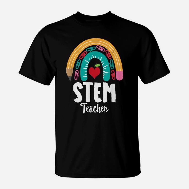Stem Teacher, Funny Boho Rainbow For Teachers T-Shirt